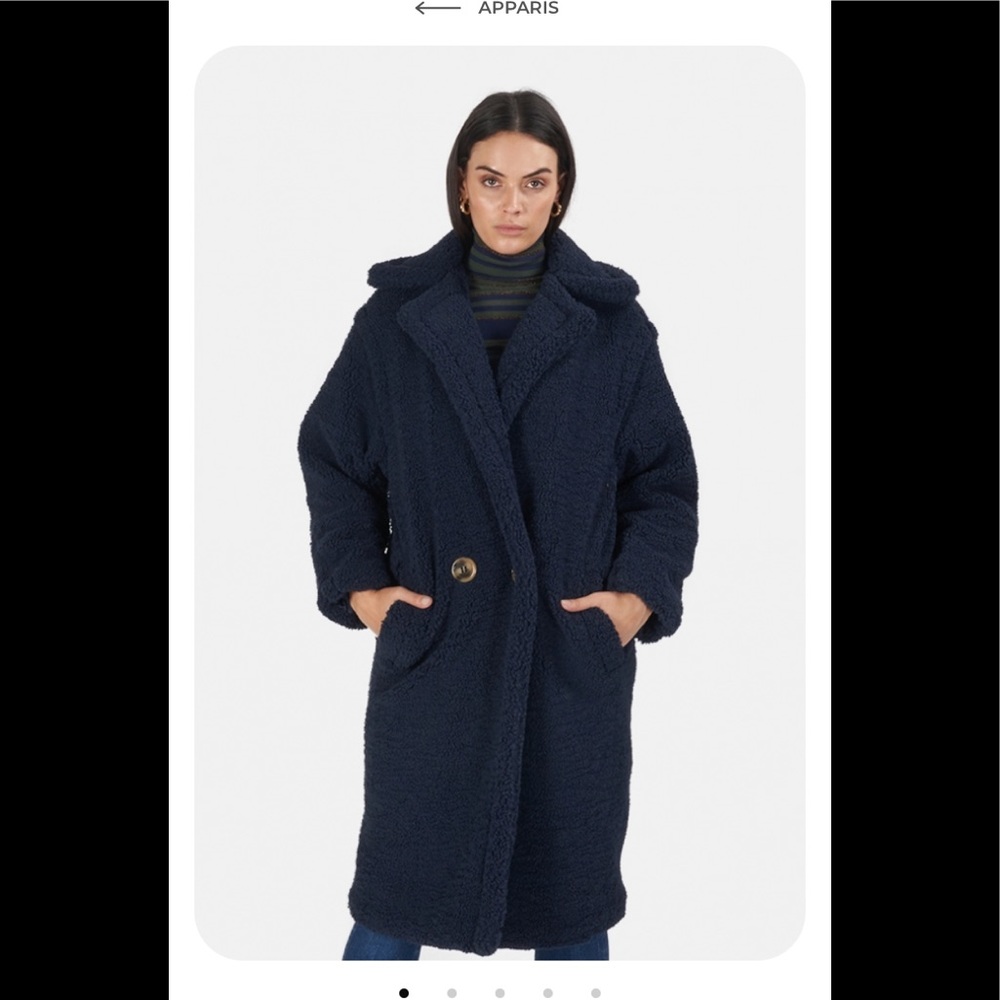 Apparis Navy Daryna Faux Shearling Coat NWT
